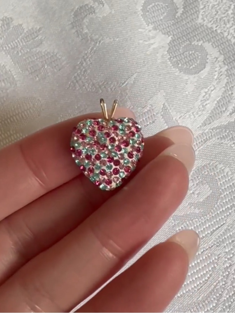 Swarovski Multi Colored Crystal Heart Pendant - Vintage